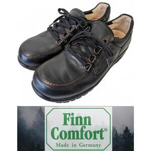 Finn Comfort Men Walking Shoes Germany Black Leather Wide 10